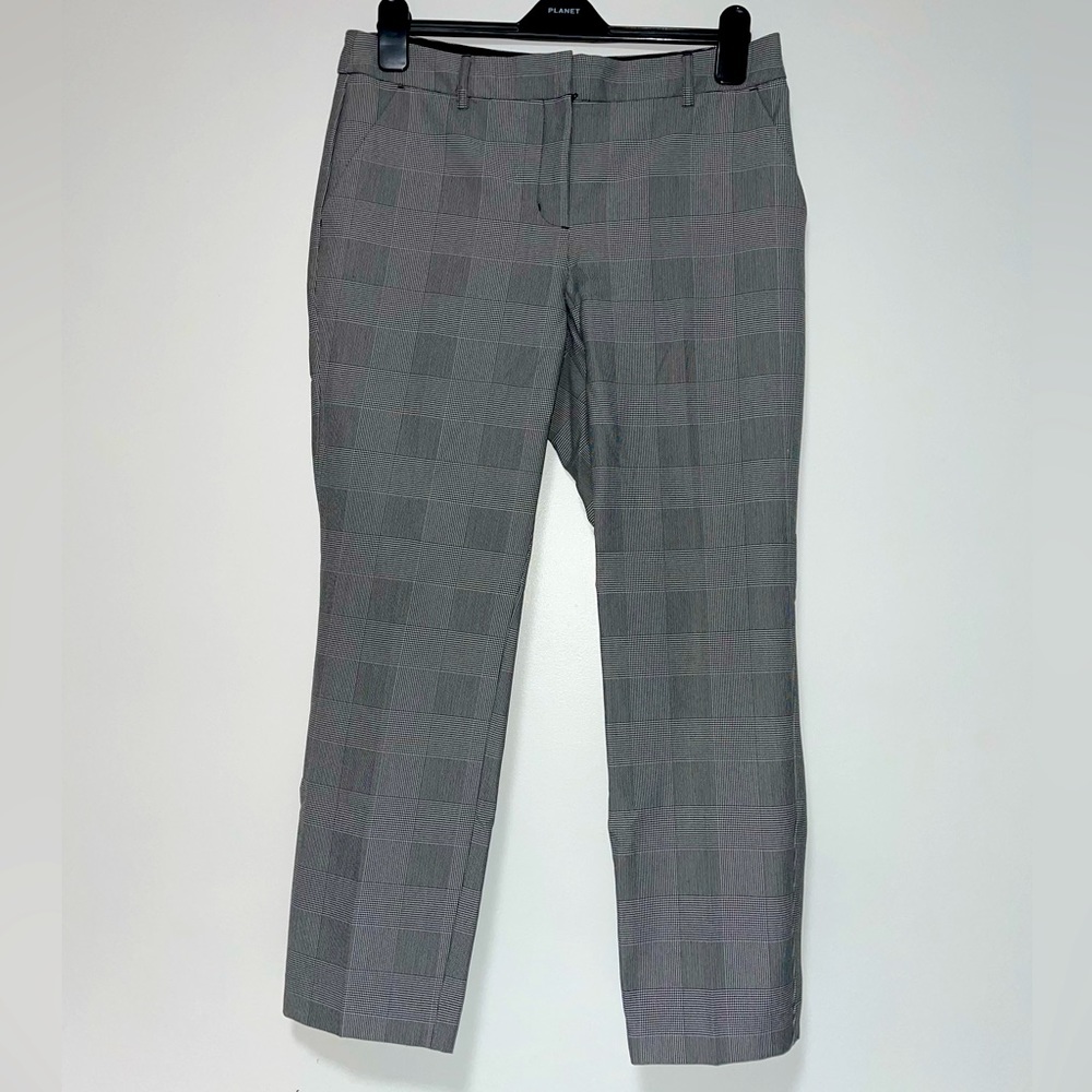 EXPRESS | Black and Grey Plaid Mid Rise Columnist Ankle Stretch Pants